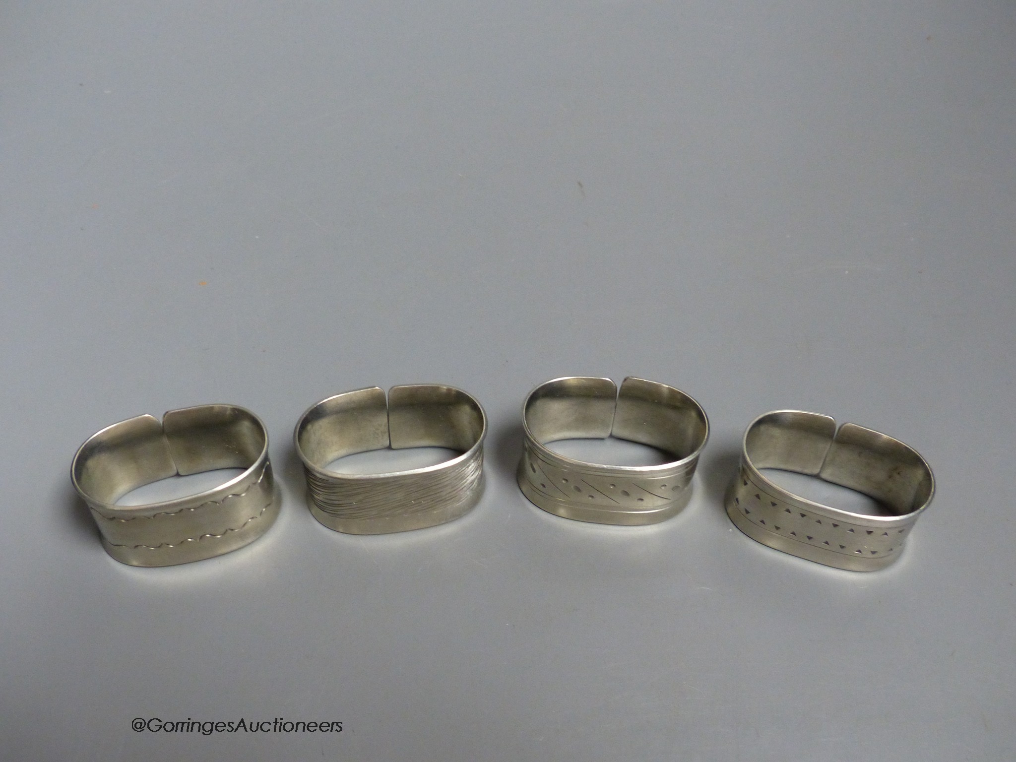 A boxed set of four Georg Jensen napkin rings